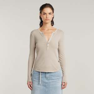 Deep V Slim L/S Top - Dark Brick Gold
