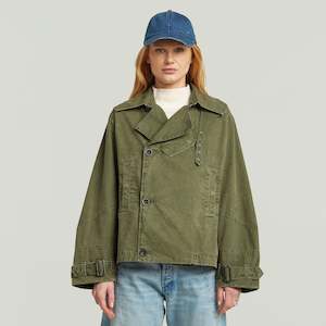 Oversized Short Trench Coat - Overdye Shadow Olive