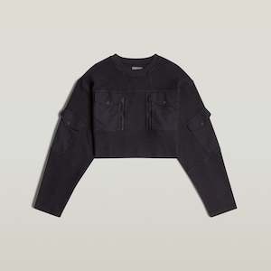 Multi Pkt Mix Loose Cropped SW - Dk Black