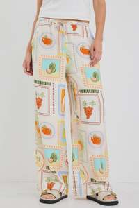 Travel Wide Leg Pull On Pant - Tropical Postcard
