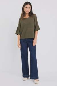 Sunrise String SS Crochet Knit Top - Khaki