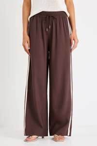 Townie Chocolate Stripe Side Tape Wide Leg Pants