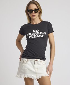 No Pictures Please Fitted Tee - Black