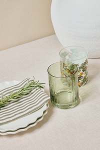 Olive Green Ribbed Set 2 Tumblers