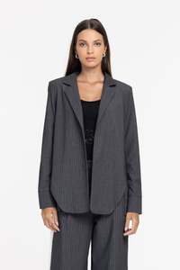 Forever Mine Jacket - Grey Pinstripe
