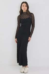 Keepsake Black Lace Long Sleeve Maxi Dress