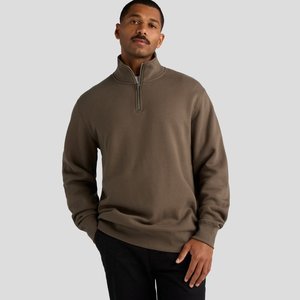 Mens: Stencil Half Zip Crew - Walnut
