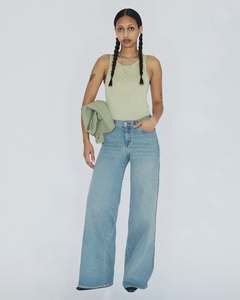 Womens Jeans: Zila Mid Wide Jean - Cape Light Vintage
