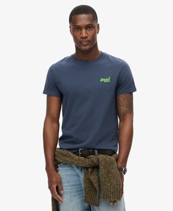 Mens: Essential Logo T-Shirt - Lauren Navy/Fluro Lime