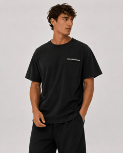 Country Text Heavy WT T-Shirt - Overdye Black