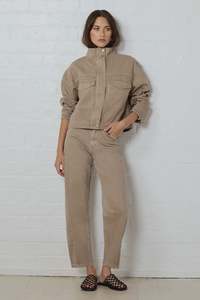 Idolise Taupe Stretch Soft Barrel Jean