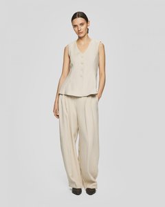 Womens Pants: MSCH Esteriane HW Pants - Oatmeal Melange