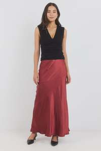 Womens Skirts: Liberal Paprika Satin Bias Maxi Skirt
