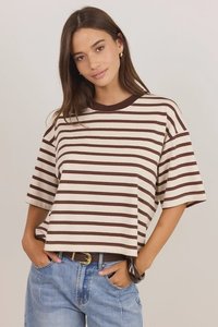 Cohesion Chocolate Vanilla Stripe Oversized Tee