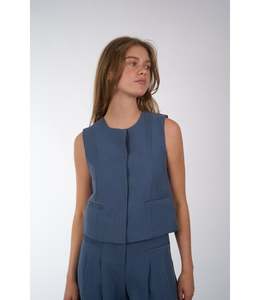 Womens Tops: MSCH Frode Waistcoat - Vintage Indigo