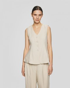 Womens Tops: MSCH Esteriane Waistcoat - Oatmeal Melange