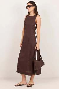 Women S Dresses 1: Future Dark Chocolate Linen Sleeveless Midi Dress
