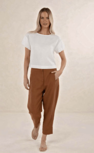Womens Pants: Huxe Linen Pant - Tobacco