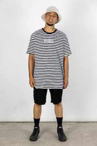 Mens T Shirt: BEN STRIPE TEE BLACK