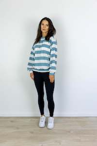 Womens Longsleeves: COASTAL STRIPE LONGSLEEVE TEAL