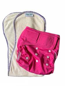 Velcro Osfm Nappies: Velcro OSFM Pocket Nappy - VB34 with Double Hourglass Insert COMBO