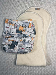 Velcro OSFM Pocket Nappy - VH286A  with Double Hourglass Insert COMBO
