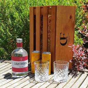 Gift Hampers Beverage: Gift Box - Lighthouse Gin 700ml & Tonic + Glasses