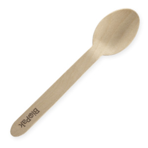 Consumables: Biopak 16cm Coated Wood Spoon 1000s