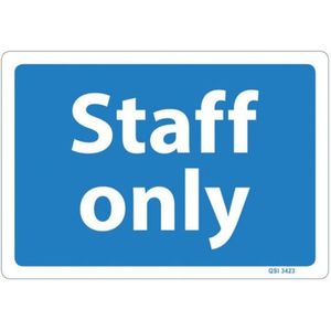 Health & Safety: Staff Only Sign 120mm X 340mm