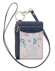 Sale: Well With My Soul Hymn Soft Pink and Blue Faux Leather ID Card Holder