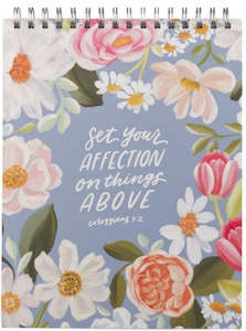 Books On Sale: Things Above Blue Floral Spiral Notepad - Colossians 3:2