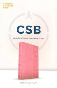 Bibles: CSB Large Print Thinline Bible Value Edition soft pink leathertouch 11 point font