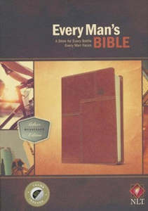 Bibles: NLT Every Mans Bible Layered brown leatherlike INDEXED 7.7 point font
