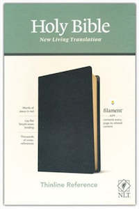 NLT Thinline Reference Bible filament enabled edition black genuine leather 8.75 point font