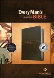 Study: NLT Every Mans Bible East-West Grey leatherlike INDEXED 7.7 point font
