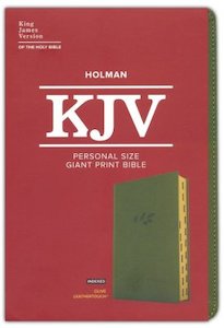 KJV Personal Size Giant Print Bible Olive leathertouch INDEXED 12 point font