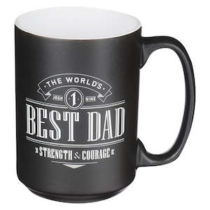 Men: World's Best Dad Ceramic Coffee Mug - Joshua 1:9 *THIS CERAMIC MUG IS NOT AVAILABLE TO BE SENT ON IT’S OWN – We are able to ship with combined orders of $100 or more.*