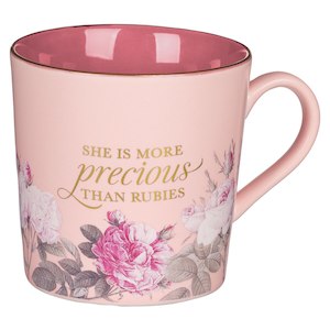 More Precious than Rubies Pink Floral Ceramic Coffee Mug - Proverbs 31:10 *THIS &hellip;