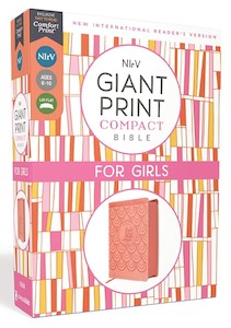 NIrV Giant Print Compact Bible for Girls Peach Leathersoft 12 point Comfort Print Ages 6-10