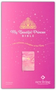Childrens Bibles: NLT Beautiful Princess Bible pink sparkles leatherlike Ages 5-12 6.5 point font