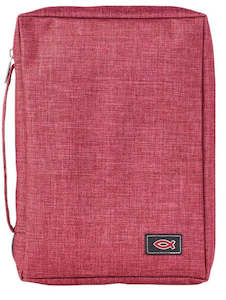 Burgundy Poly-Canvas Value Bible Cover with Ichthus Patch medium