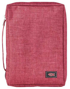 Burgundy Poly-Canvas Value Bible Cover with Ichthus Patch small