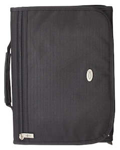Tri-fold Organize Black Polyester Medium Bible Cover