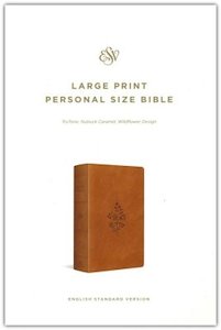 Esv: ESV Large Print Personal Size Nubuck Caramel Wildflower Design Trutone 12 point font