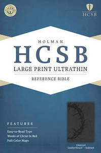 Hcsb: HCSB Large Print Ultrathin charcoal leathertouch INDEXED. Holman Christian Standard Bible