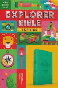 CSB Explorer Bible for Kids light teal mountains INDEXED leathertouch 9.5 point &hellip;