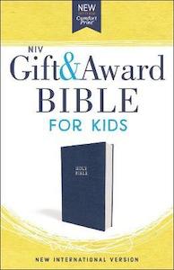 NIV Gift and Award Bible for Kids blue flexcover. Ages 8-12 7.5 point font.
