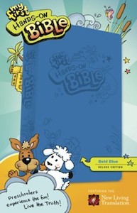 NLT My First Hands-On Bible blue leatherlike. Ages 3-6.