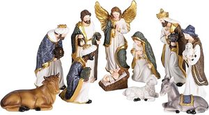 11 Piece Nativity White Gold Colour 13cm high *ONLY AVAILABLE IN STORE/PICK UP*