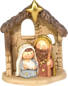 1 Piece Holy Family in Creche 8cm high